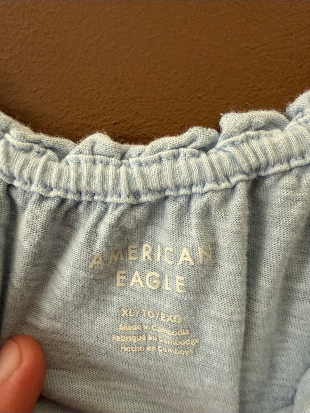 NWOT American Eagle Light Blue 100% Cotton Off-Shoulder Top - Picture 2 of 6